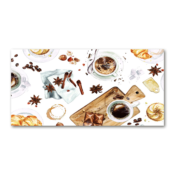 Cuadro de cristal templado moderno horizontal Café de la mañana