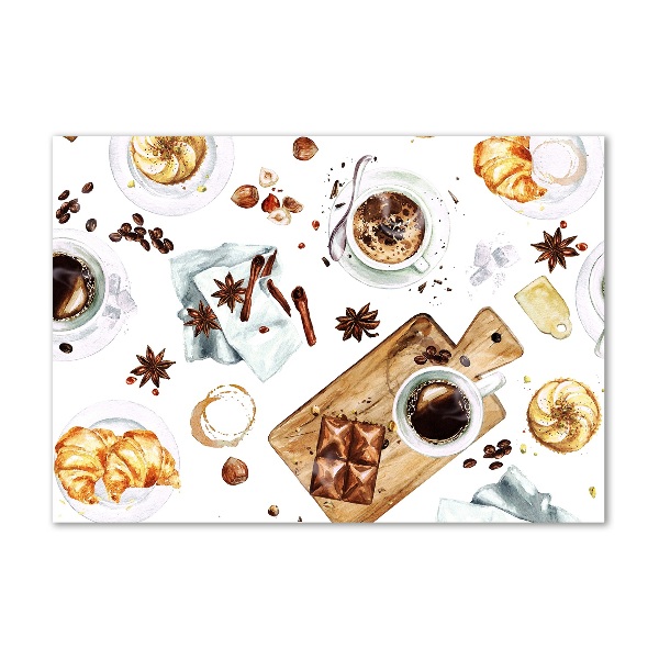 Cuadro de cristal templado moderno horizontal Café de la mañana