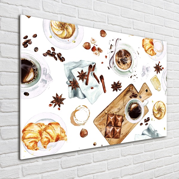 Cuadro de cristal templado moderno horizontal Café de la mañana