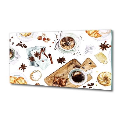 Cuadro de cristal templado moderno horizontal Café de la mañana