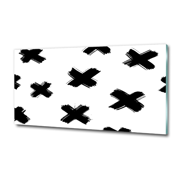 Cuadro decorativo de vidrio para salón horizontal Manchas blancas y negras