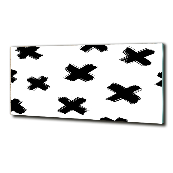 Cuadro decorativo de vidrio para salón horizontal Manchas blancas y negras