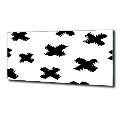 Cuadro decorativo de vidrio para salón horizontal Manchas blancas y negras