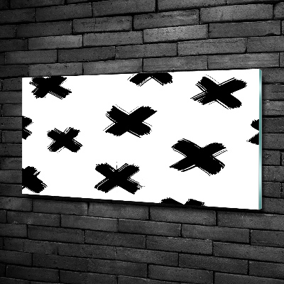 Cuadro decorativo de vidrio para salón horizontal Manchas blancas y negras