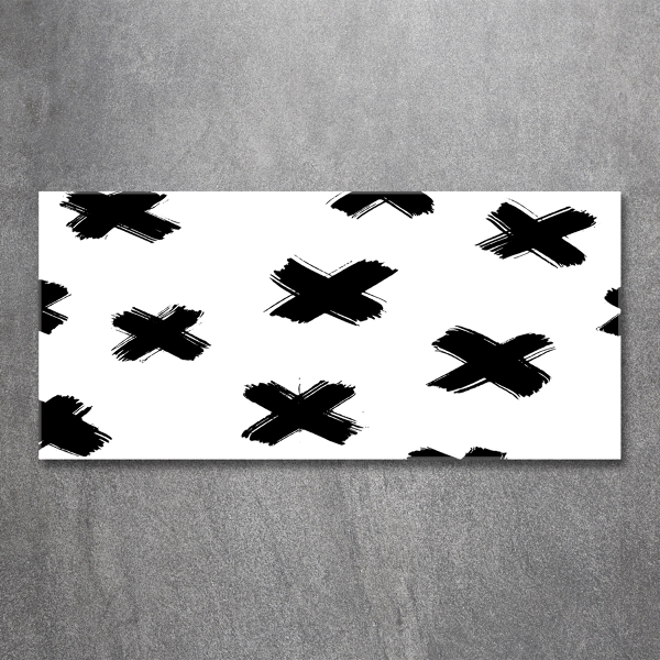 Cuadro decorativo de vidrio para salón horizontal Manchas blancas y negras