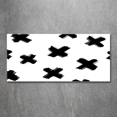 Cuadro decorativo de vidrio para salón horizontal Manchas blancas y negras