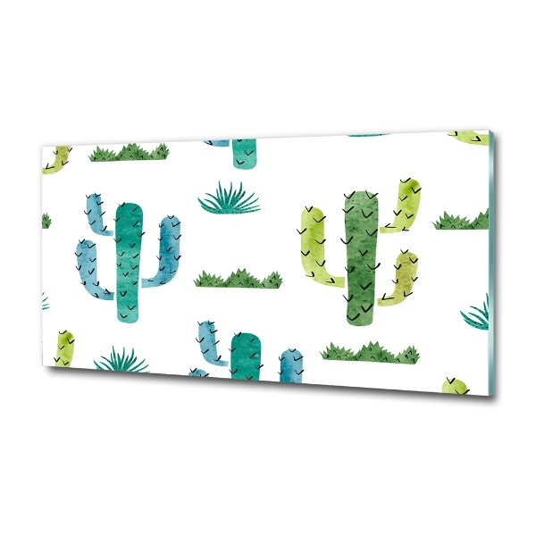 Cuadro decorativo de vidrio para salón horizontal Cactus