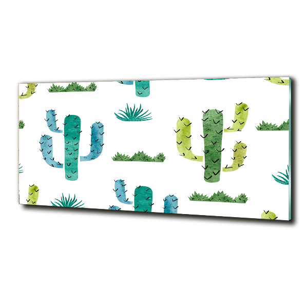 Cuadro decorativo de vidrio para salón horizontal Cactus