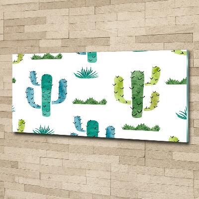 Cuadro decorativo de vidrio para salón horizontal Cactus
