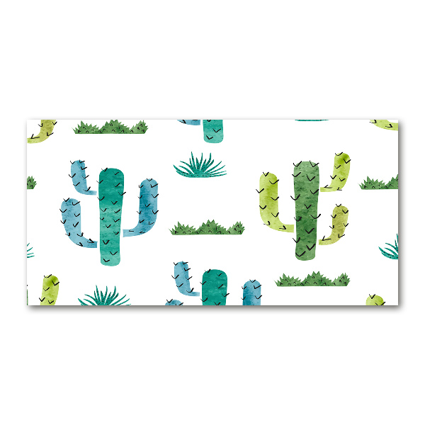 Cuadro decorativo de vidrio para salón horizontal Cactus