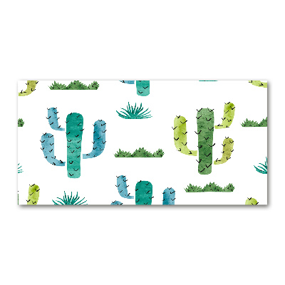 Cuadro decorativo de vidrio para salón horizontal Cactus