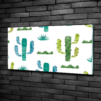 Cuadro decorativo de vidrio para salón horizontal Cactus