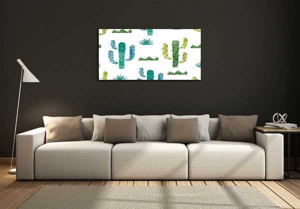 Cuadro decorativo de vidrio para salón horizontal Cactus