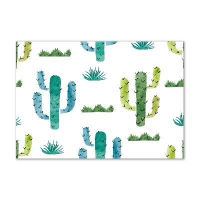 Cuadro decorativo de vidrio para salón horizontal Cactus