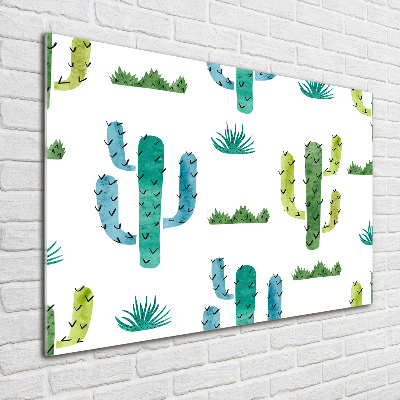 Cuadro decorativo de vidrio para salón horizontal Cactus