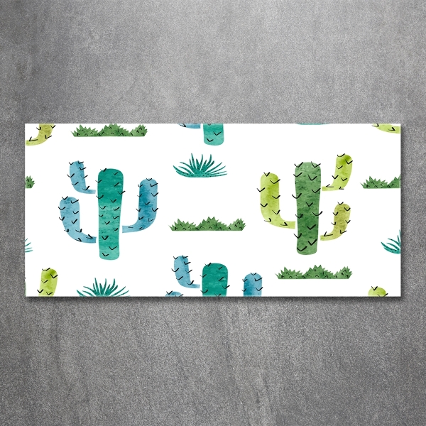 Cuadro decorativo de vidrio para salón horizontal Cactus