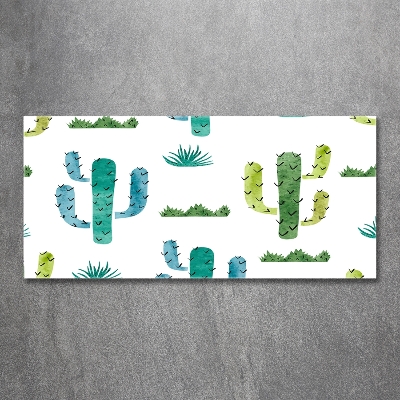 Cuadro decorativo de vidrio para salón horizontal Cactus