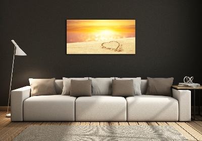 Impresión en cristal con acabado brillante horizontal Corazón en la arena