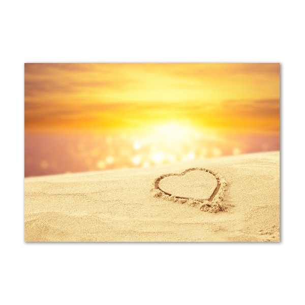Impresión en cristal con acabado brillante horizontal Corazón en la arena