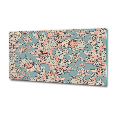 Cuadro de cristal templado moderno horizontal flores étnicas