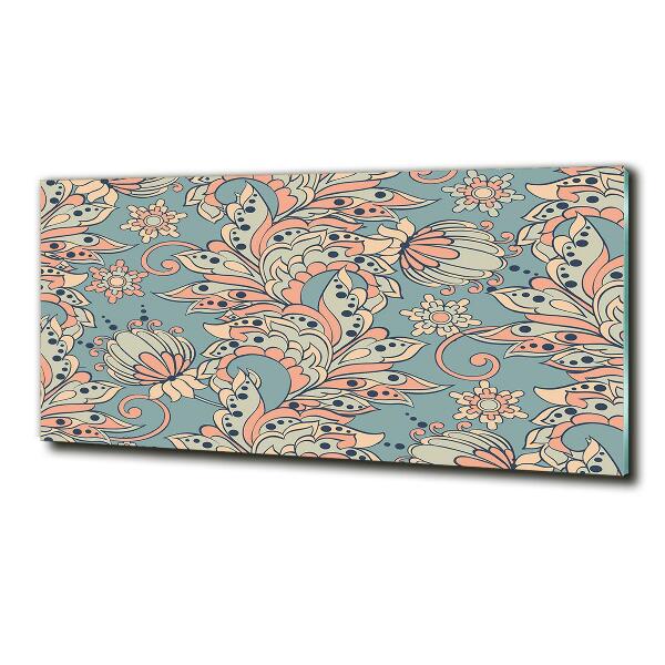 Cuadro de cristal templado moderno horizontal flores étnicas