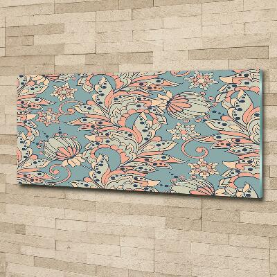 Cuadro de cristal templado moderno horizontal flores étnicas