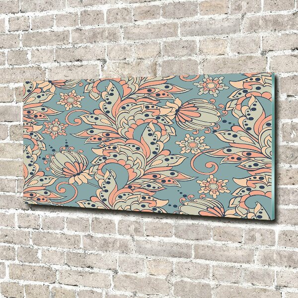 Cuadro de cristal templado moderno horizontal flores étnicas