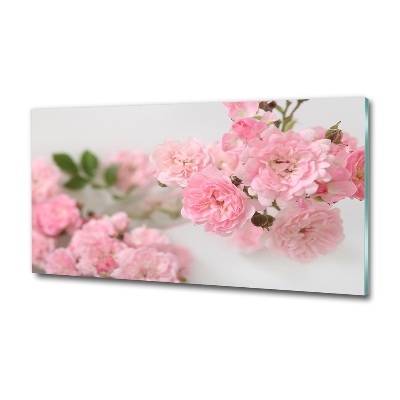 Cuadro decorativo de vidrio para salón horizontal Rosas silvestres