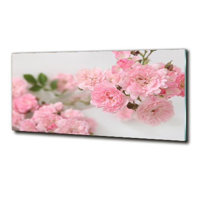 Cuadro decorativo de vidrio para salón horizontal Rosas silvestres