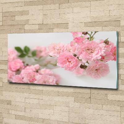Cuadro decorativo de vidrio para salón horizontal Rosas silvestres