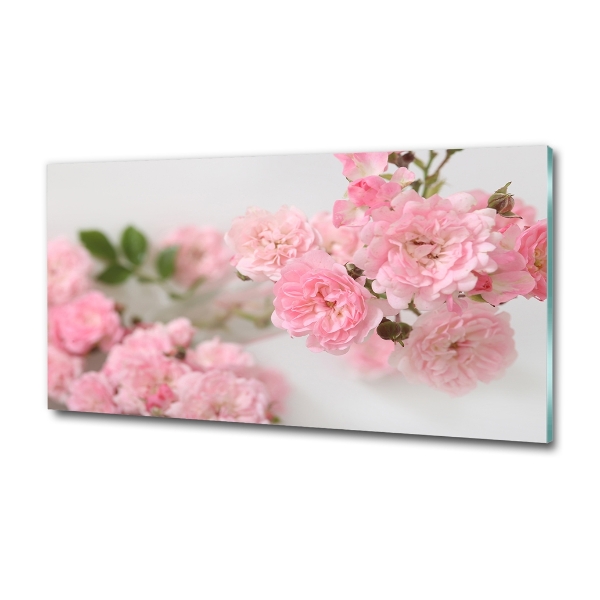 Cuadro decorativo de vidrio para salón horizontal Rosas silvestres