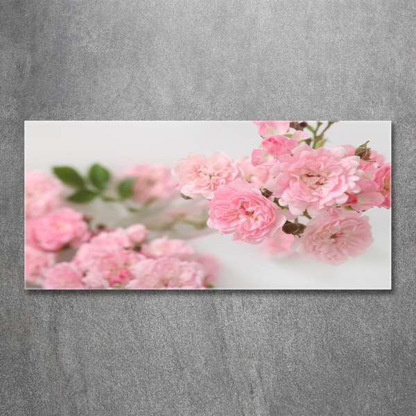 Cuadro decorativo de vidrio para salón horizontal Rosas silvestres