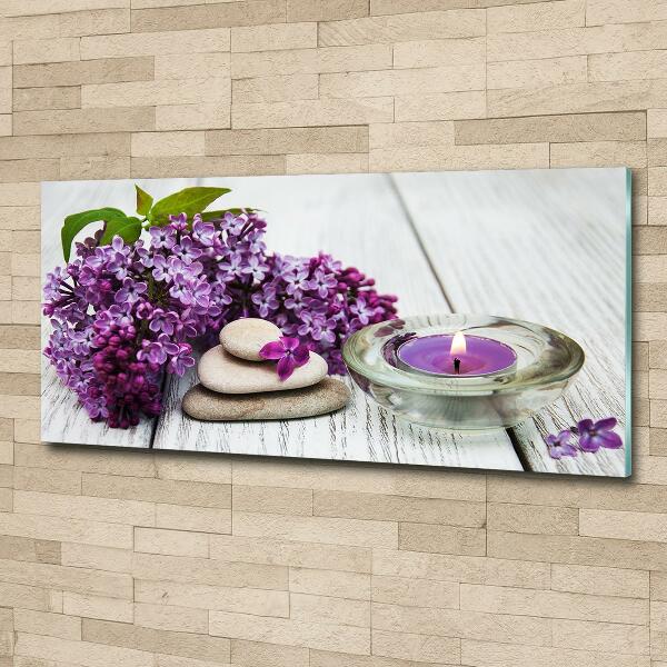 Foto en cristal de alta calidad con impresión uv horizontal Piedras lilas y zen