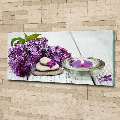 Foto en cristal de alta calidad con impresión uv horizontal Piedras lilas y zen