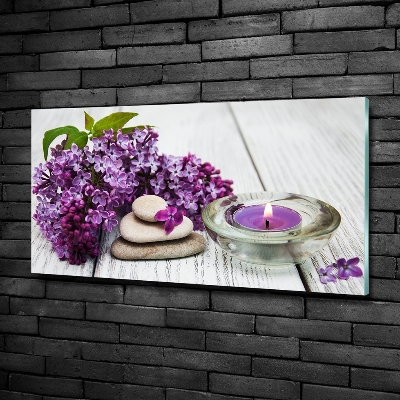 Foto en cristal de alta calidad con impresión uv horizontal Piedras lilas y zen