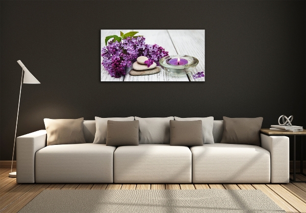 Foto en cristal de alta calidad con impresión uv horizontal Piedras lilas y zen