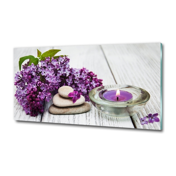 Foto en cristal de alta calidad con impresión uv horizontal Piedras lilas y zen