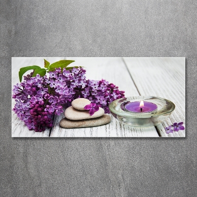 Foto en cristal de alta calidad con impresión uv horizontal Piedras lilas y zen