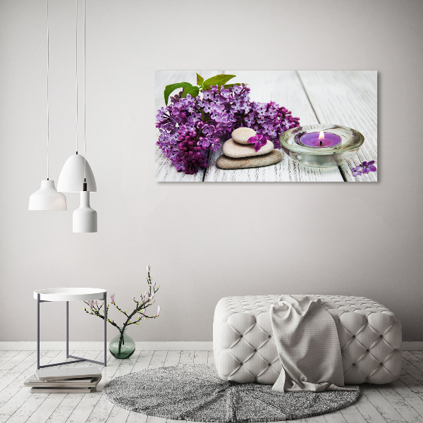 Foto en cristal de alta calidad con impresión uv horizontal Piedras lilas y zen