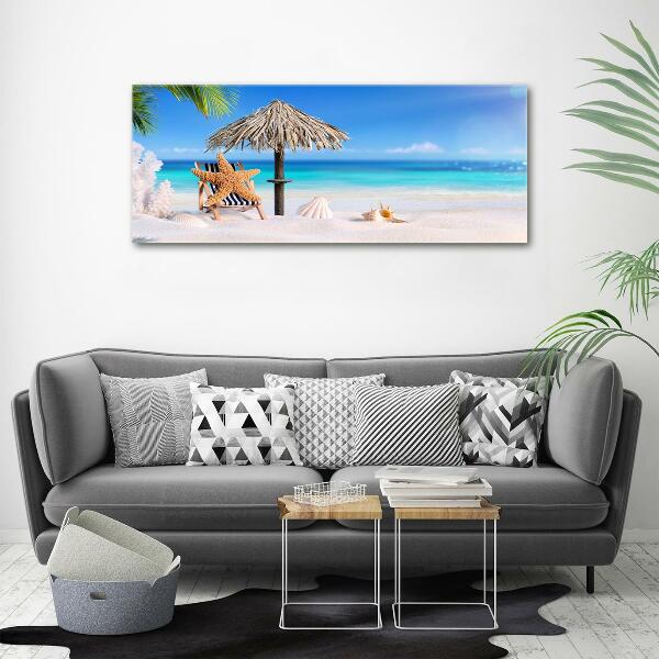 Cuadro decorativo de vidrio para salón horizontal Vacaciones en la playa
