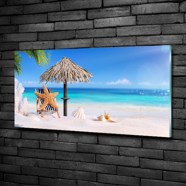 Cuadro decorativo de vidrio para salón horizontal Vacaciones en la playa