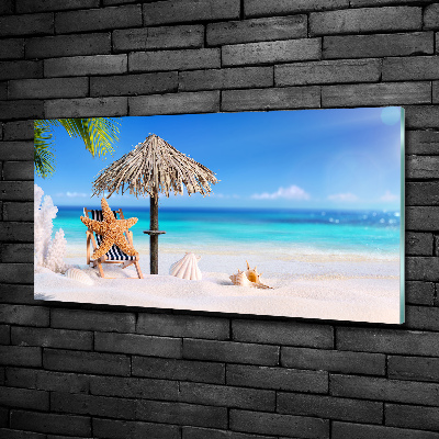 Cuadro decorativo de vidrio para salón horizontal Vacaciones en la playa
