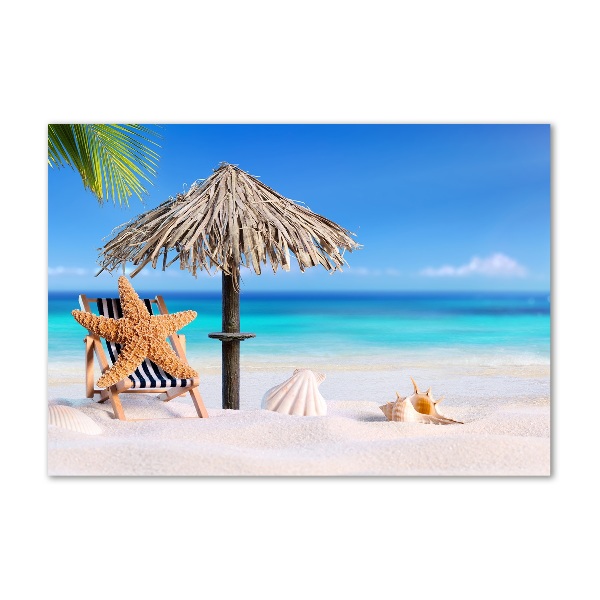 Cuadro decorativo de vidrio para salón horizontal Vacaciones en la playa