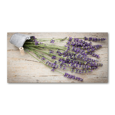 Cuadro decorativo de vidrio para salón horizontal Lavanda en maceta