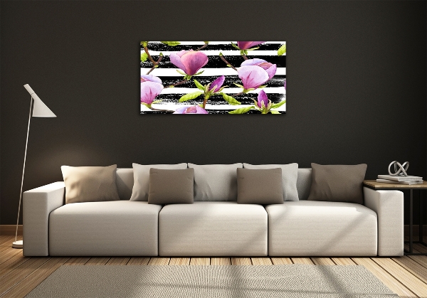 Foto en cristal de alta calidad con impresión uv horizontal Magnolia rayada