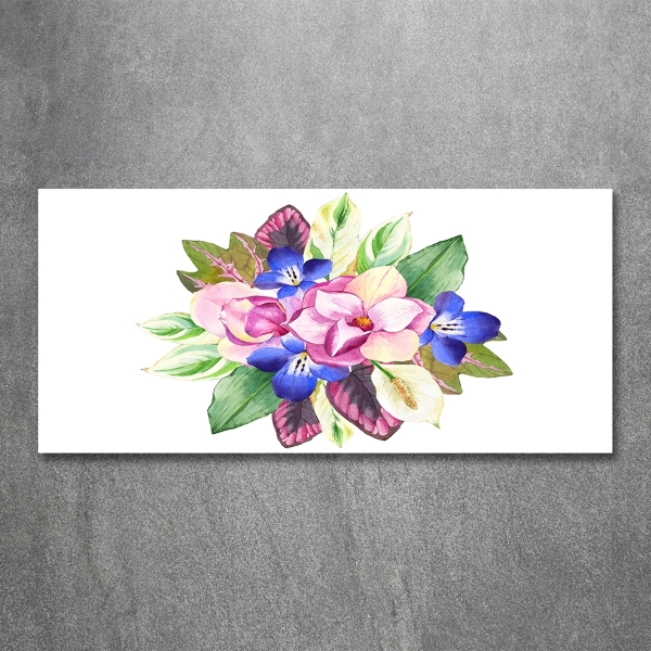 Cuadro de cristal templado moderno horizontal Un ramo de flores