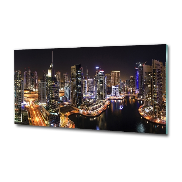 Cuadro decorativo de vidrio para salón horizontal Puerto deportivo de Dubái