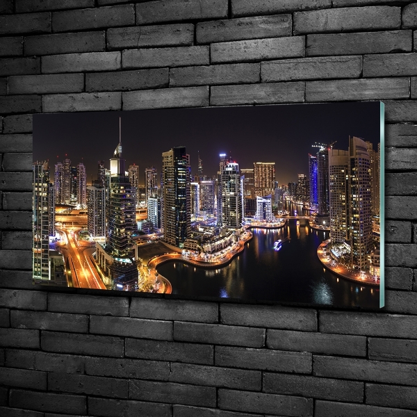 Cuadro decorativo de vidrio para salón horizontal Puerto deportivo de Dubái