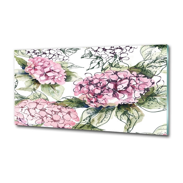 Impresión en cristal con acabado brillante horizontal Hortensia