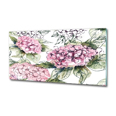 Impresión en cristal con acabado brillante horizontal Hortensia
